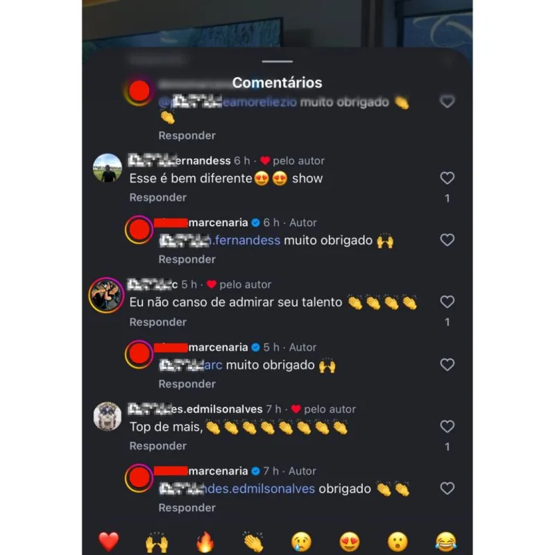 Publicação com dezenas de comentários elogiando o trabalho